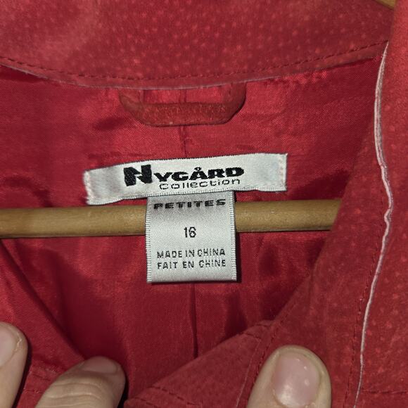 Vtg Nygard Collection Leather Shirt Jacket 16 Petite Womens Red Button Up - Picture 10 of 15